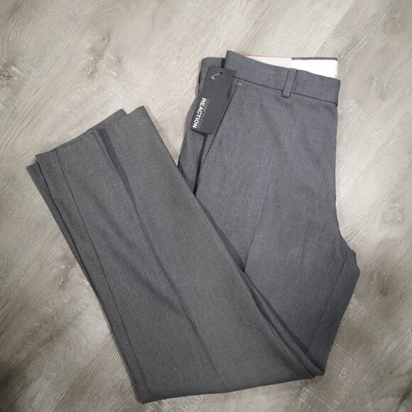 NWT Reaction Kenneth Cole Men's Size 34/30 Straight Legs Grey Flat Front Pants - Picture 6 of 13